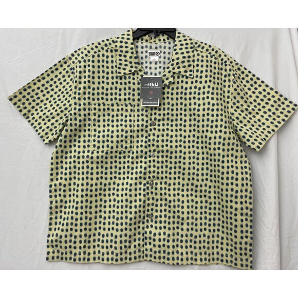Target x House of Aama Short Sleeve Button Down Shirt Green Polka Dots Sz Large - Picture 1 of 11